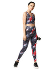 SOIE Woman - Quick-Dry Printed Sports Bra & High Waist Legging Set - Athleisure Set -for Women