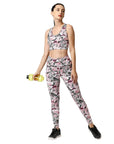 SOIE Woman - Quick-Dry Printed Sports Bra & High Waist Legging Set - Athleisure Set -for Women