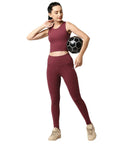 SOIE Woman - Quick-Dry Sleeveless Crop Top & High-Waist Legging Set - Athleisure Set -for Women