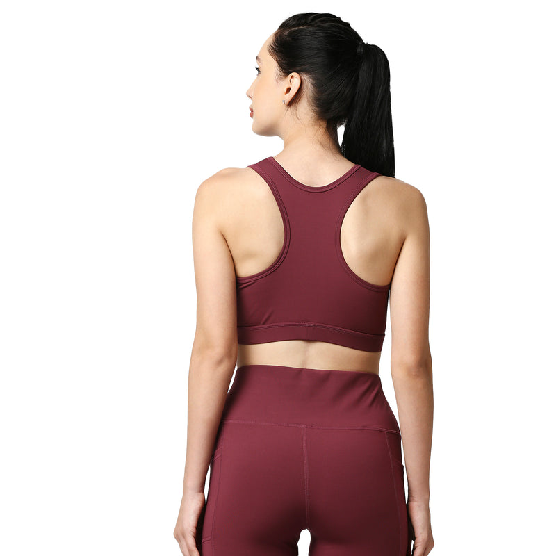 Medium Impact Racerback Sports Bra with Removable Cups- AT-1