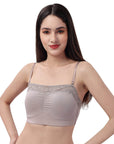 SOIE Woman - Non Wired Micro Modal Stretch Lacy Bandeau Bra with Removable Pads and Detachable Straps - Lacy Bra -for Women