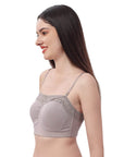 SOIE Woman - Non Wired Micro Modal Stretch Lacy Bandeau Bra with Removable Pads and Detachable Straps - Lacy Bra -for Women