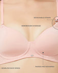 SOIE Woman - Semi/Medium Coverage Padded Non Wired T-shirt Bra with Detachable Straps - Bra -for Women