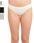 SOIE Woman - Cotton Solid Satin Panelled Panty Combo (PACK OF 3) - Panty -for Women
