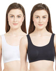 SOIE Woman - Non Wired Non Padded Full Coverage Low Impact Slip on Sports Bra (Pack of 2) - Lounge Bra -for Women