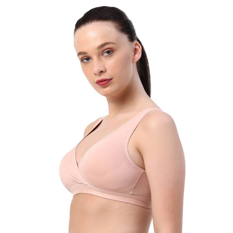 Mystical Rose & Black Non-Padded Non-Wired Lounge Bra-BB-05-(PACK OF 2)