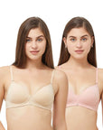 SOIE Woman - Semi/Medium Coverage Padded Non Wired T-shirt Bra with Detachable Straps (PACK OF 2) - -for Women