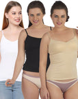 SOIE Woman - Cotton Spandex Detachable Straps Camisole (PACK OF 3) - Camisole -for Women