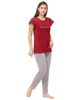 SOIE Woman - Laced top with Pyjama Set - -for Women