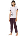 SOIE Woman - Half Sleeve Top with Pyjama Set - -for Women