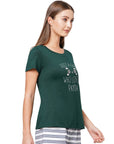 SOIE Woman - Half Sleeve Printed Soft Cotton Modal Lounge T-shirt - -for Women