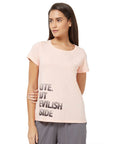 SOIE Woman - Half Sleeve Printed Soft Cotton Modal Lounge T-shirt - -for Women