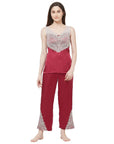 SOIE Woman - Laced Satin Top and Pyjama Set - -for Women