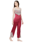 SOIE Woman - Laced Satin Top and Pyjama Set - -for Women
