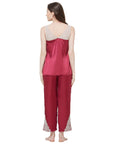 SOIE Woman - Laced Satin Top and Pyjama Set - -for Women