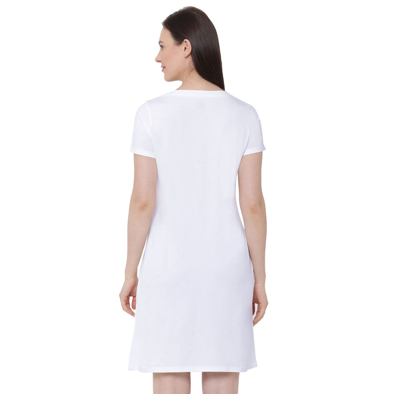 Half Sleeve Printed Sleepshirt Bright-NT-98-White-12
