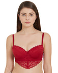 Semi/Medium Coverage Padded Wired Demi Cup Lacy Bra