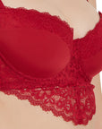 Semi/Medium Coverage Padded Wired Demi Cup Lacy Bra