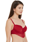Semi/Medium Coverage Padded Wired Demi Cup Lacy Bra