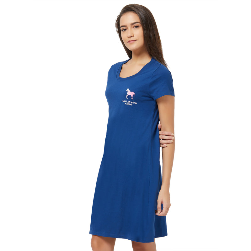 Half Sleeve Printed Sleepshirt-NT-98-Estate-Blue-1