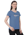 SOIE Woman - Half Sleeve Printed Soft Cotton Modal Lounge T-shirt - -for Women