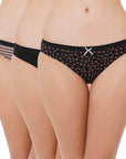 SOIE Woman - Mid Rise Medium Coverage Solid and Printed Cotton Stretch Brief Panty (Pack of 3) - Panty -for Women
