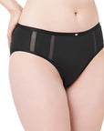 SOIE Woman - High Waist Full Coverage Mesh Panelled Brief - Panty -for Women