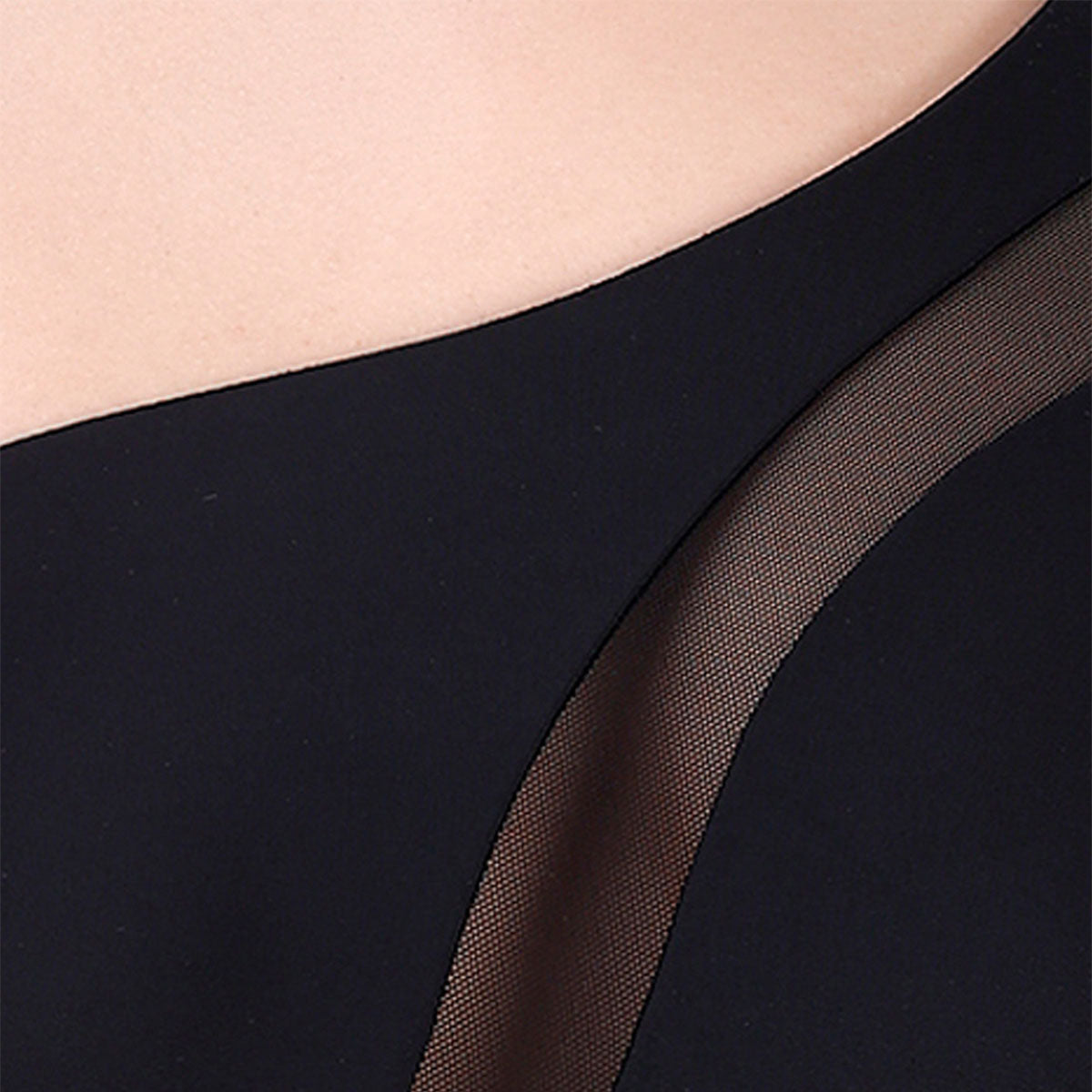 One-Shoulder Mesh Panel Monokini with Removable Padding