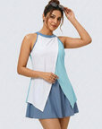 Halter Neck Colour Block Flared Swimdress with Inner Shorts