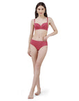 Semi Coverage Padded Non Wired T-shirt Bra with High Rise Full Coverage Brief SET CB-133-1134