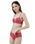 Semi Coverage Padded Non Wired T-shirt Bra with High Rise Full Coverage Brief SET CB-133-1134