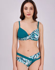 Solid and Tropical Printed Padded Bikini Bra Set