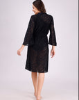 Full Bell Sleeves Zebra Print Lace Robe Cover Up