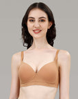 Lightly Padded Non Wired Stretch Cotton Full Coverage T-Shirt Bra with Push-up look