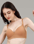 Lightly Padded Non Wired Stretch Cotton Full Coverage T-Shirt Bra with Push-up look