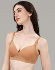 Lightly Padded Non Wired Stretch Cotton Full Coverage T-Shirt Bra with Push-up look