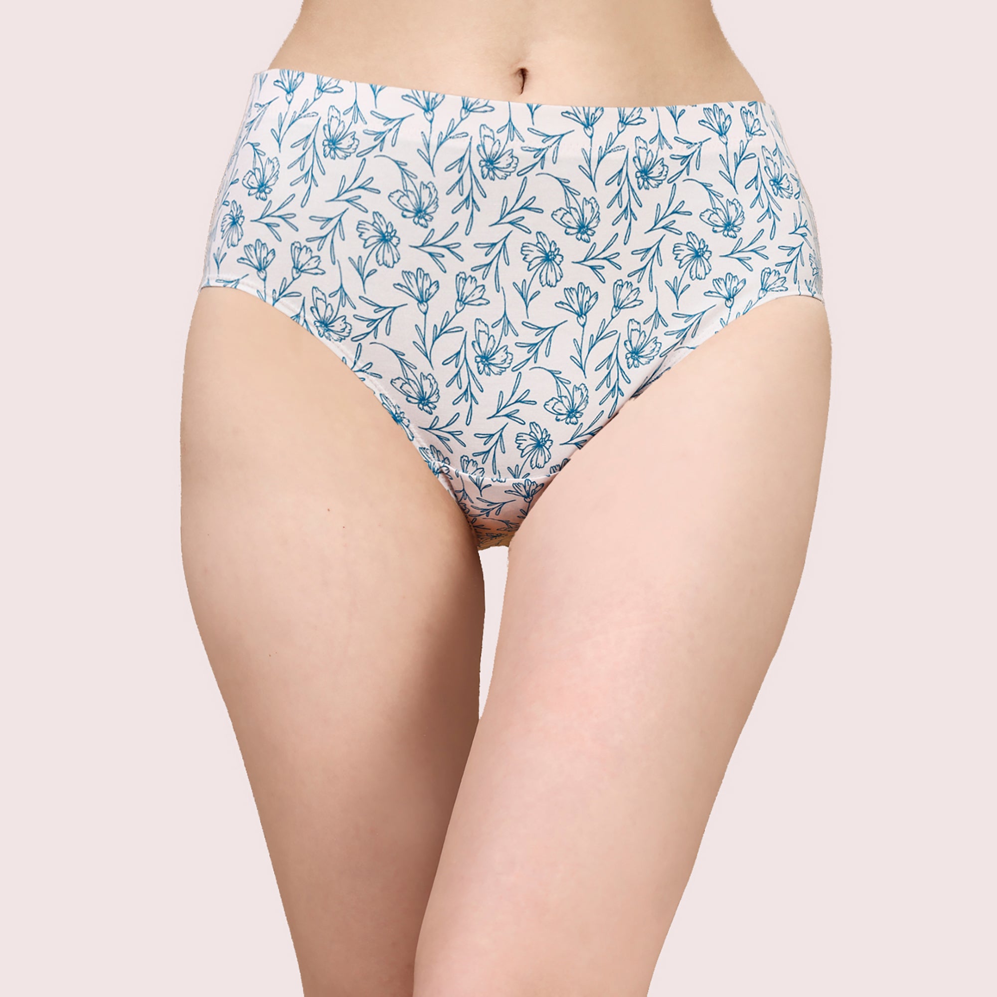 High Waist Full Coverage Printed Stretch Cotton Hipster Panty (Pack of 3) 3HWB-32