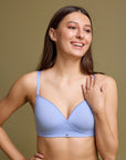 Lightly Padded Non wired Full Coverage Cotton T-shirt Bra with Lace Trim-CB-141