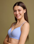 Lightly Padded Non wired Full Coverage Cotton T-shirt Bra with Lace Trim-CB-141