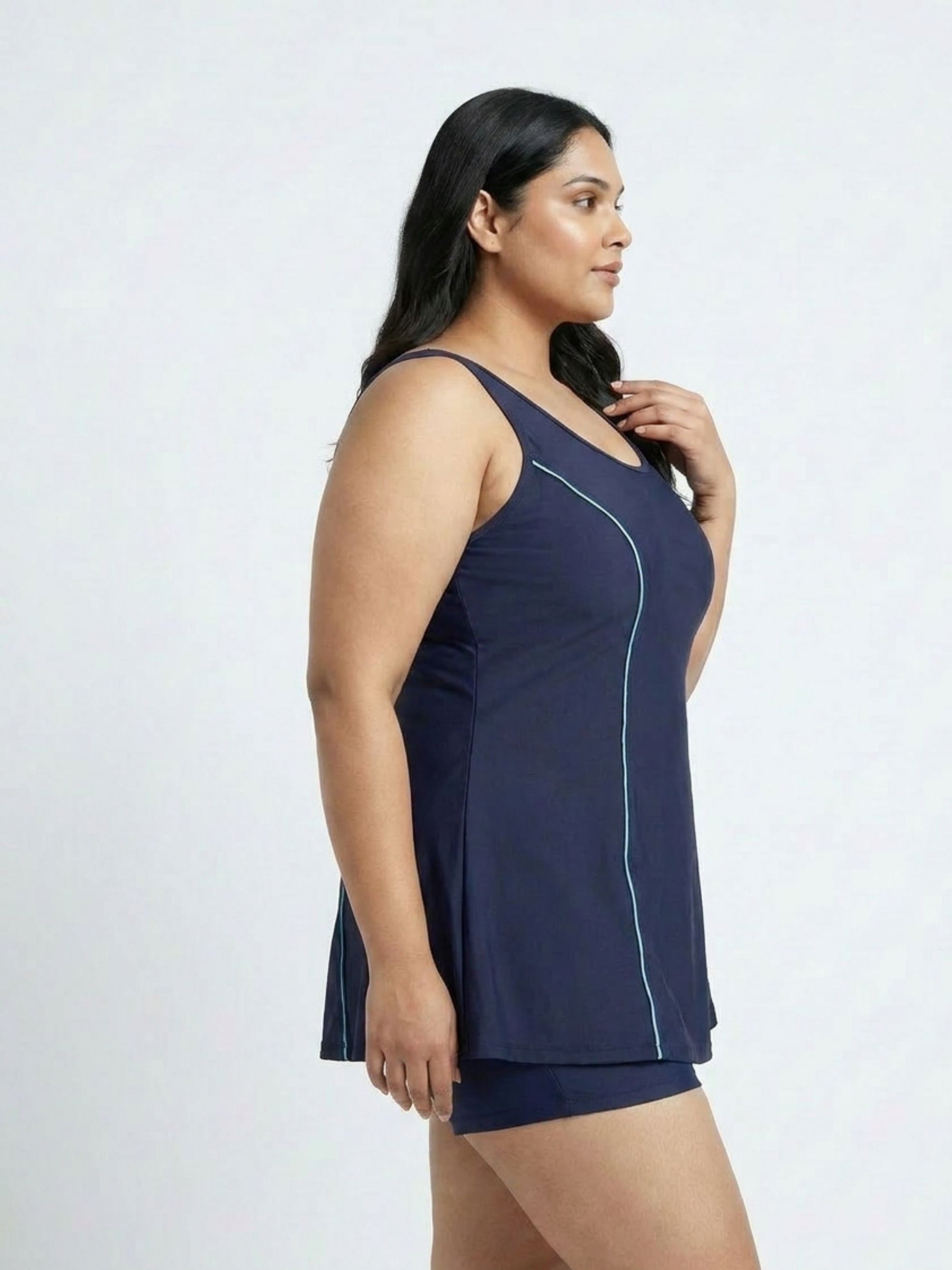 Flowy Racerback Swim Dress with Built-In Long Shorts