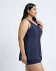 Flowy Racerback Swim Dress with Built-In Long Shorts