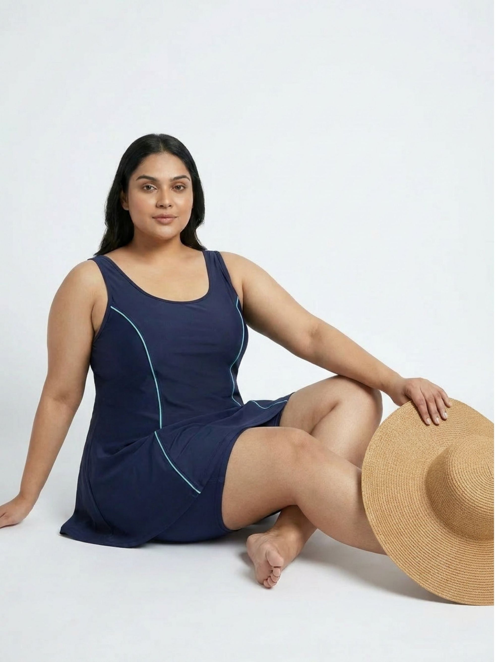 Flowy Racerback Swim Dress with Built-In Long Shorts