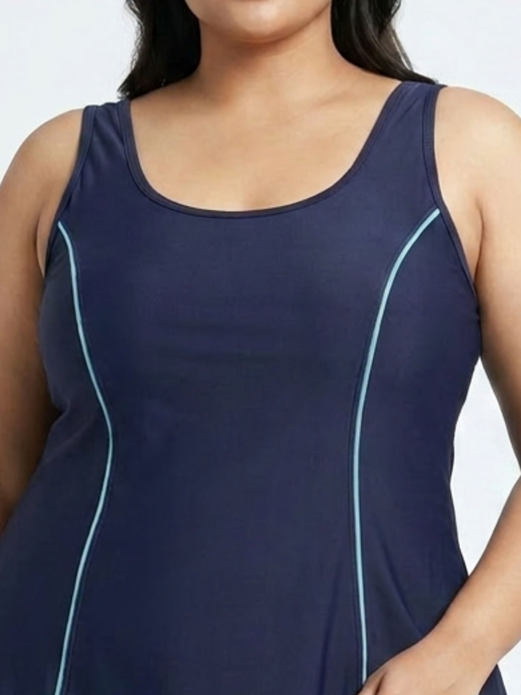 Flowy Racerback Swim Dress with Built-In Long Shorts