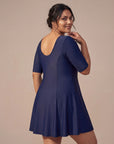 Half-Sleeve Princess Line Swim Dress with Inner Shorts