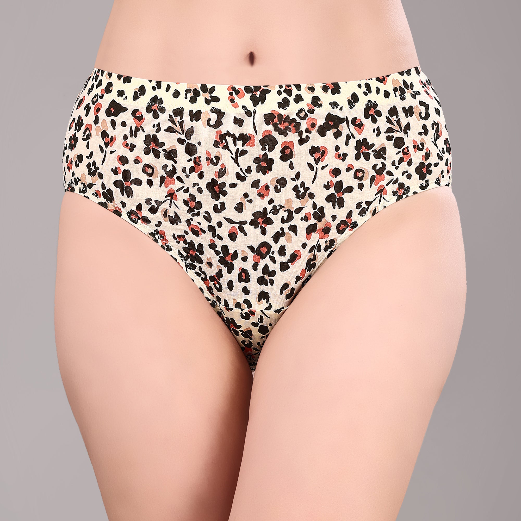 High Rise Full Coverage Printed Stretch Cotton Hipster Panty (Pack of 3) - 3FCB-30