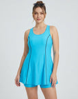 Flowy Racerback Swim Dress with Built-In Long Shorts