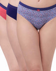 High Rise Full Coverage Solid and Printed Cotton Stretch Hipster Panty (Pack of 3)-3FCB-17