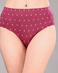 High Waist Full Coverage Printed Stretch Cotton Hipster Panty (Pack of 3) 3HWB-32