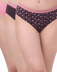 High Rise Full Coverage Solid and Printed Cotton Stretch Hipster Panty (Pack of 3)-3FCB-17