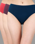 High Rise Full Coverage Solid Colour Cotton Stretch Hipster Panty (Pack of 3)
